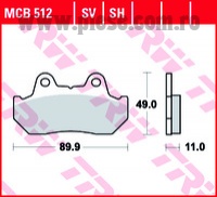 Set placute frana fata TRW MCB512SV - Honda CB 400-750-900-1100 - VF 750 Magna - XL 600 - GL 1100-1200 Gold Wing